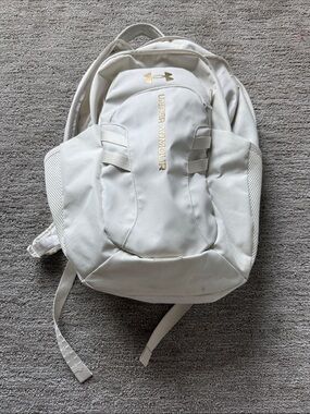 Under Armour White Backpack with Gold Logo Accents